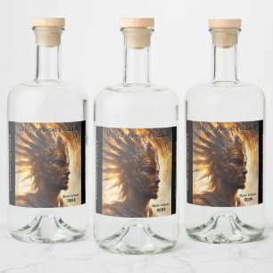 Solar Eclipse Warrior King Customize Set of 6 Liquor Bottle Label