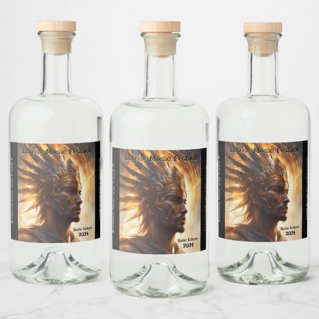 Solar Eclipse Warrior King Customize Set of 6 Liquor Bottle Label (Bottles)