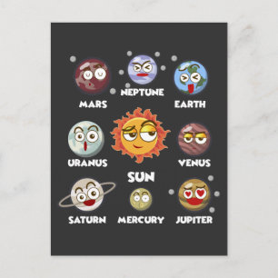 Solar Education Galaxy System Witty Space Planets Postcard
