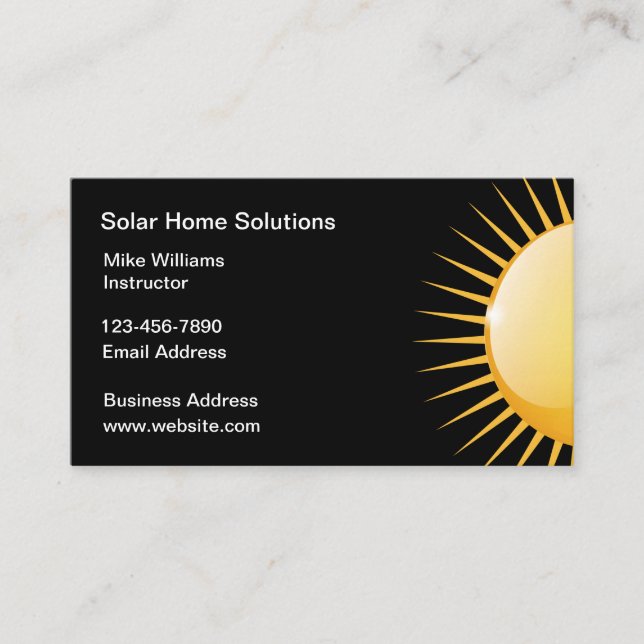 Solar Energy Bold Sun Design Business Card (Front)