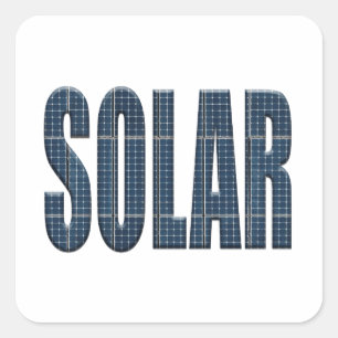 Solar energy photovoltaic panels with the word Sol Square Sticker