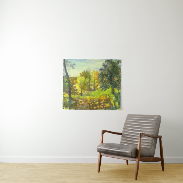 Solar fall  painting watercolor on silk tapestry (In Situ (Horizontal))