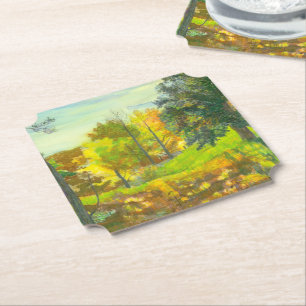 Solar fall painting watercolor paper coaster