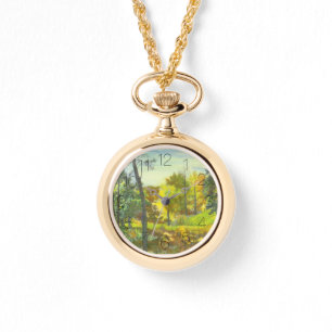 Solar fall painting watercolor watch