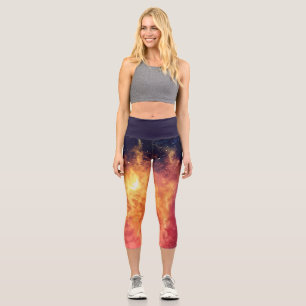 Solar Fire Across the Cosmos Capri Leggings