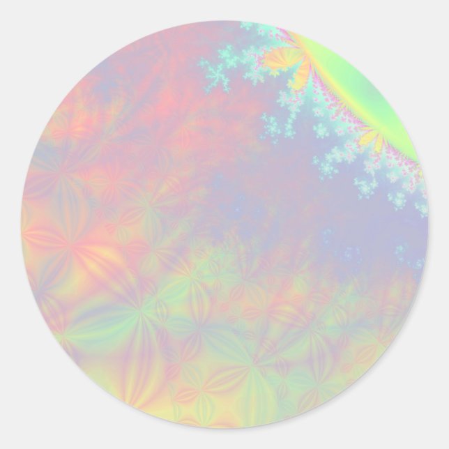 Solar Flare Fractal. Colourful Abstract. Classic Round Sticker (Front)