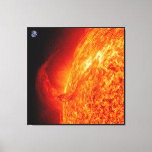 Solar Flare Sun & Earth Astronomy Photo Canvas Print