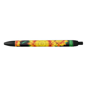 Solar Flare Sunflowers Black Ink Pen