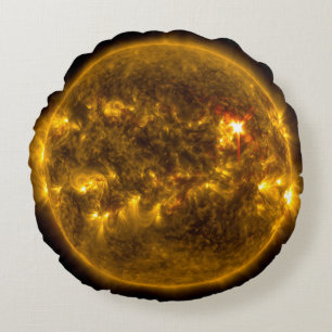 Solar Flares on the Sun Globe Round Round Pillow