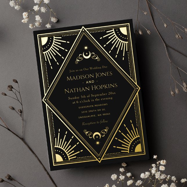 Solar Gothic Elegant Tarot Card Wedding Invitation (Creator Uploaded)