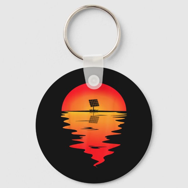 Solar Installation Sunset Solar Panel Installer Keychain (Front)