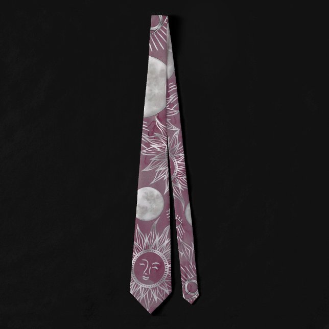 Solar Mystique | Pink Silver Moon Stars Sun Eyes Tie (Creator Uploaded)