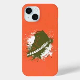 Solar Orange with Army Green Sneaker Graphic iPhone 15 Case