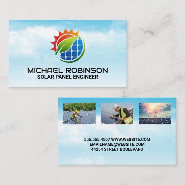 Solar Panel | Clean Energy | Technician Business Card (Front/Back)