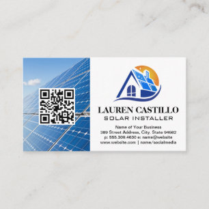 Solar Panel Home Modern Logo   QR Business Card