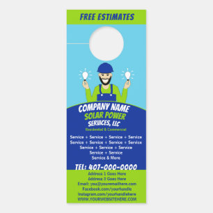Solar Panel Light Bulb Services Company Door Hang Hanger