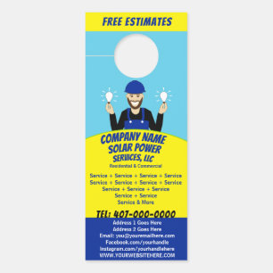 Solar Panel Light Bulb Services Company Door Hang Hanger