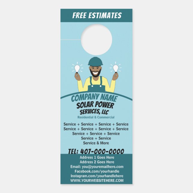 Solar Panel Light Bulb Services Company  Door Hanger (Front)