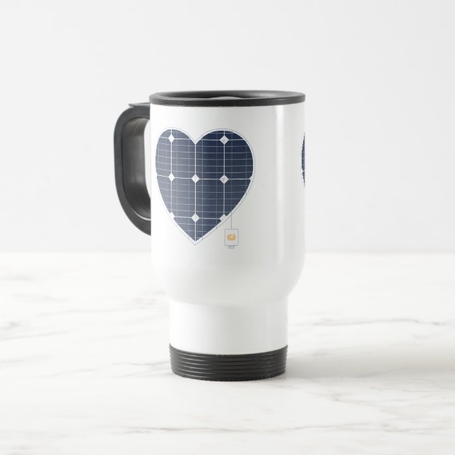 SOLAR PANEL POWER HEART TRAVEL MUG (Front Left)
