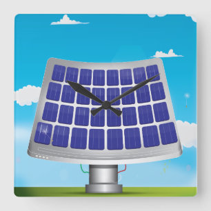 solar Panels cartoon Square Wall Clock
