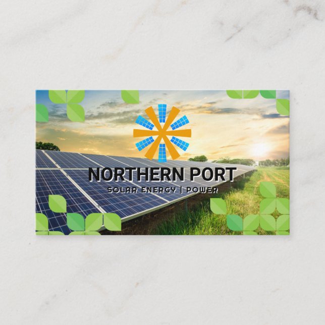 Solar Panels | Energy Logo Business Card (Front)