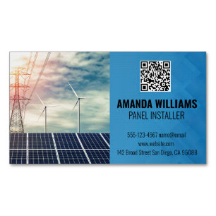 Solar Panels Tech Logo Energy Magnetic Business Card