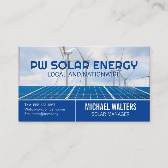 Solar Panels | Windmills | Clean Energy Business Card (Front)