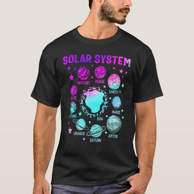 Solar Planets System Outer Space Dwarf Planets Ast T-Shirt (Front)
