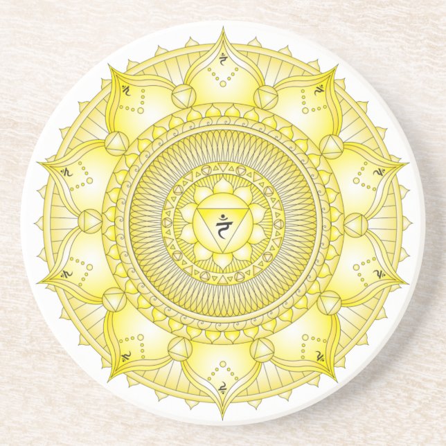 Solar Plexus Chakra Light Mandala Coaster (Front)