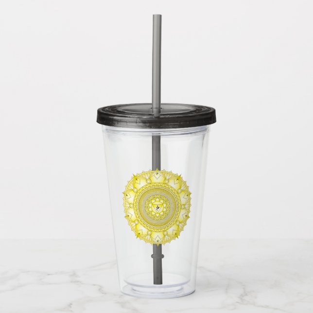 Solar Plexus Chakra Yellow Mandala Tumbler (Front)