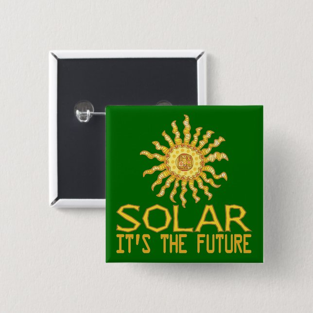 Solar Power 2 Inch Square Button (Front & Back)