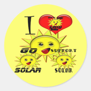 Solar Power Cute Sun Design Promotional Products  Classic Round Sticker