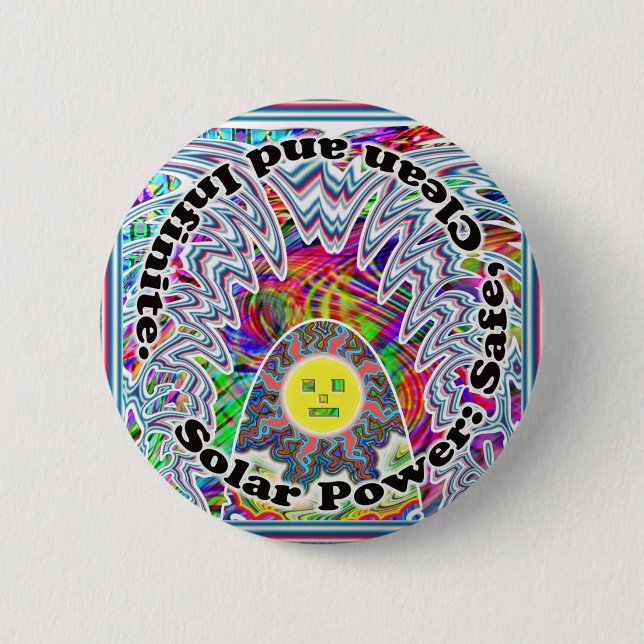 Solar Power: Safe, Clean and Infinite. Button (Front)