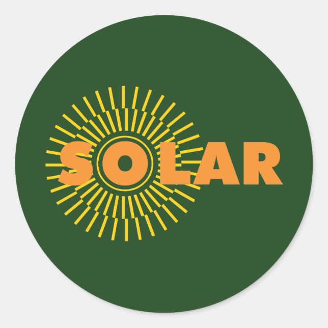 Solar Power Sun Classic Round Sticker (Front)
