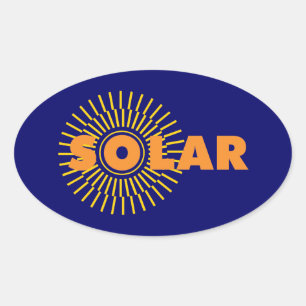 Solar Power Sun Oval Sticker