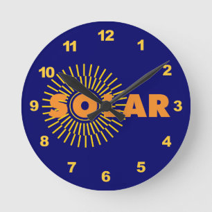 Solar Power Sun Round Clock