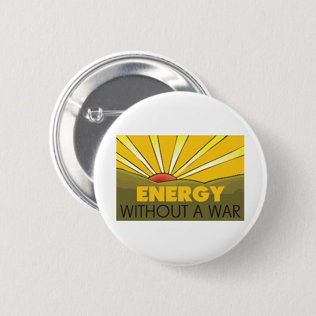 Solar Power Without War, Sustainable Environmental 2 Inch Round Button (Front & Back)