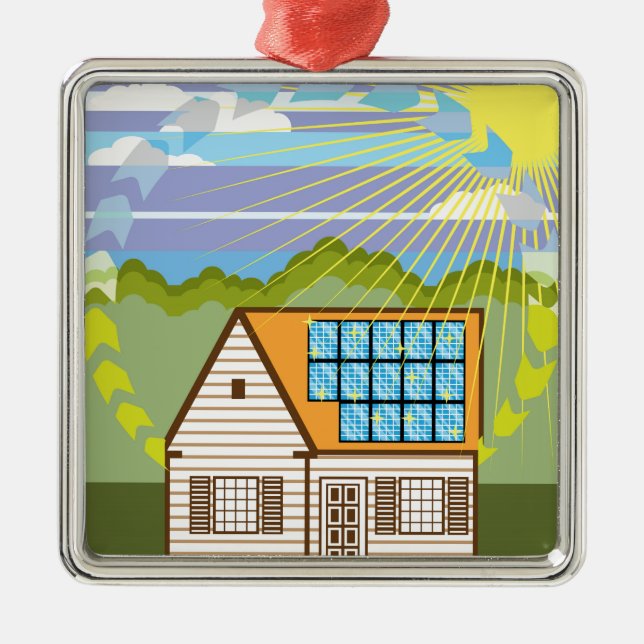 Solar Renewable Energy Eco Efficient Metal Ornament (Front)