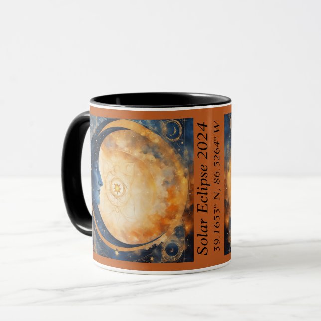 Solar Solstice GPS Coordinates Colourful Sun Moon Mug (Front Left)