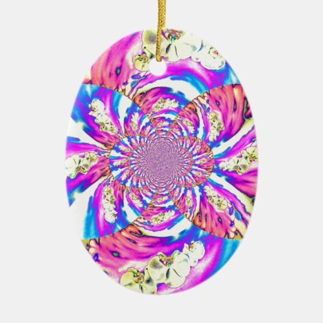 Solar Sunrise Orchid Ceramic Ornament (Front)