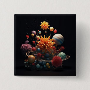 Solar System 15cm Square Badge 2 Inch Square Button