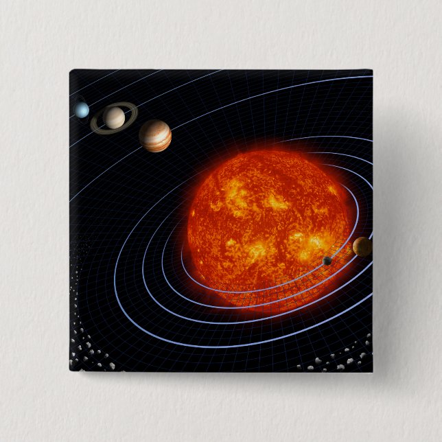 Solar System 8 2 Inch Square Button (Front)