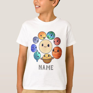 Solar System 8 Planets Boy Girl Kids T-Shirt