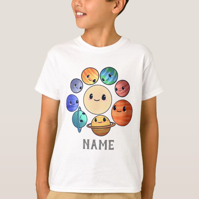 Solar System 8 Planets Boy Girl Kids T-Shirt (Front)