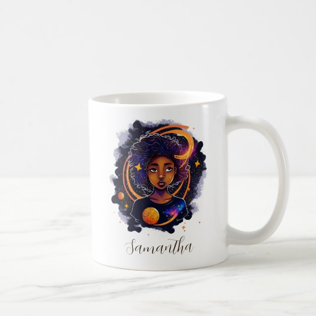 Solar System Afro Woman Coffee Mug (Right)