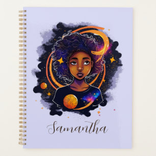 Solar System Afro Woman Planner