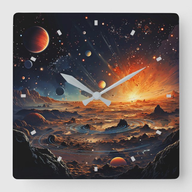Solar System Art Wall Clock (Front)