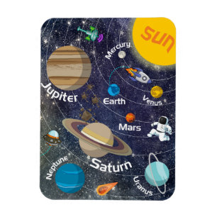 Solar System, Astronaut and Spaceship Magnet