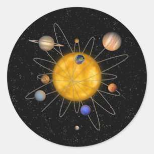 Solar System Atom Classic Round Sticker