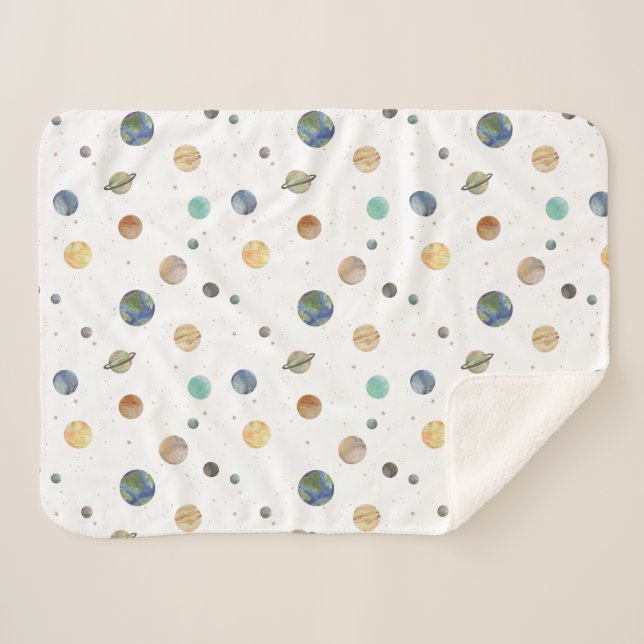 Solar System Baby Sherpa Blanket (Front (Horizontal))